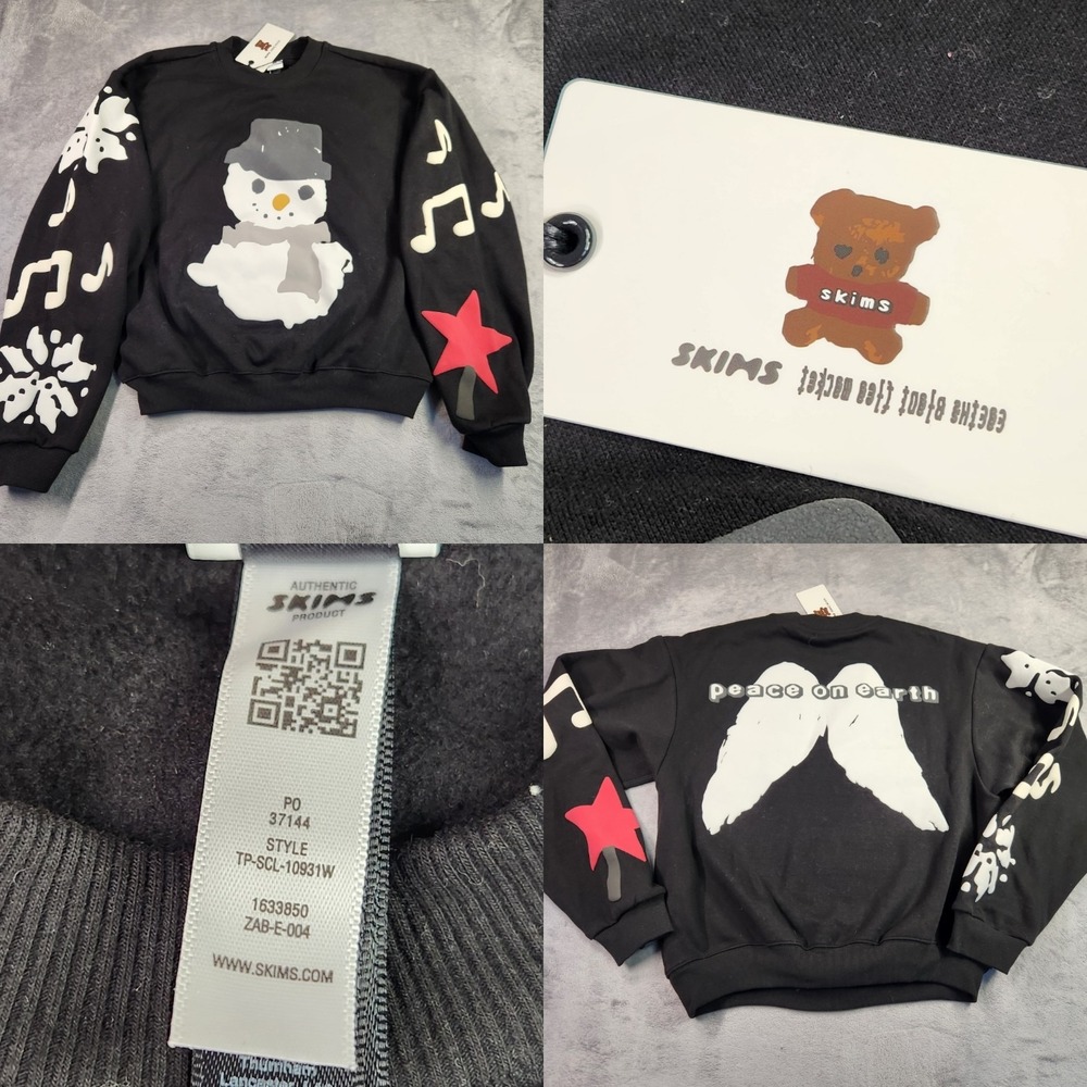 SKIMS x Cactus Plant Flea Market CPFM Snowman Onyx Black Crewneck Sweatshirt M